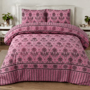 Pink & Purple Damask Printed Duvet Cover Set | Premium Luxury Bedding