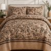 Rustic Brown Leaf Print Bedsheet | Nature-Inspired Cotton Bedding