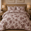 Elegant Mauve Floral King Bedsheet | Premium Rose Pattern Bedding