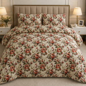 Classic Peach Floral Rose Bedding Collection