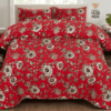 Luxury Red Floral Cotton Bedsheet Set (1036 Red) | King Size Bedding